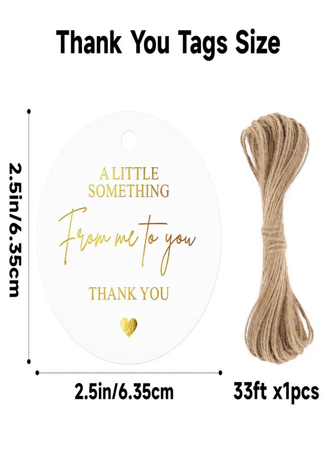 joycraft 50 Thank You Gift Tags with String, 2.5 in Circle Gold Foil Something from Me to You Hangtags, Elegant White Paper Gift Wrapping Tags for Wedding, Party, Baby Shower, Birthday - Image 2
